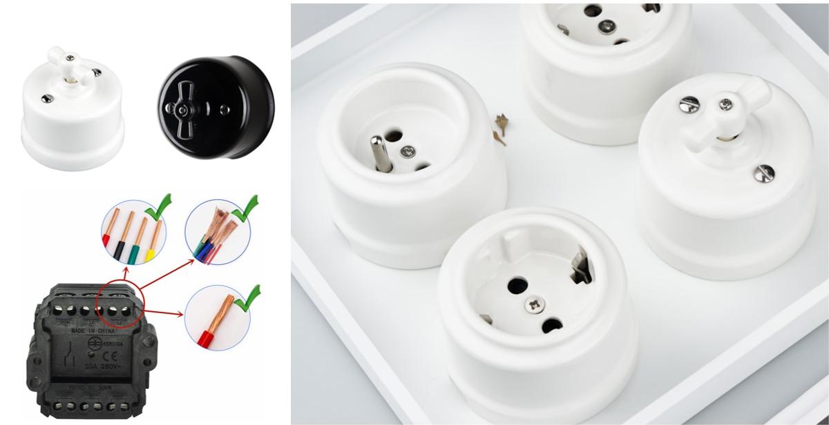 interruptores de pared giratorios antiguos