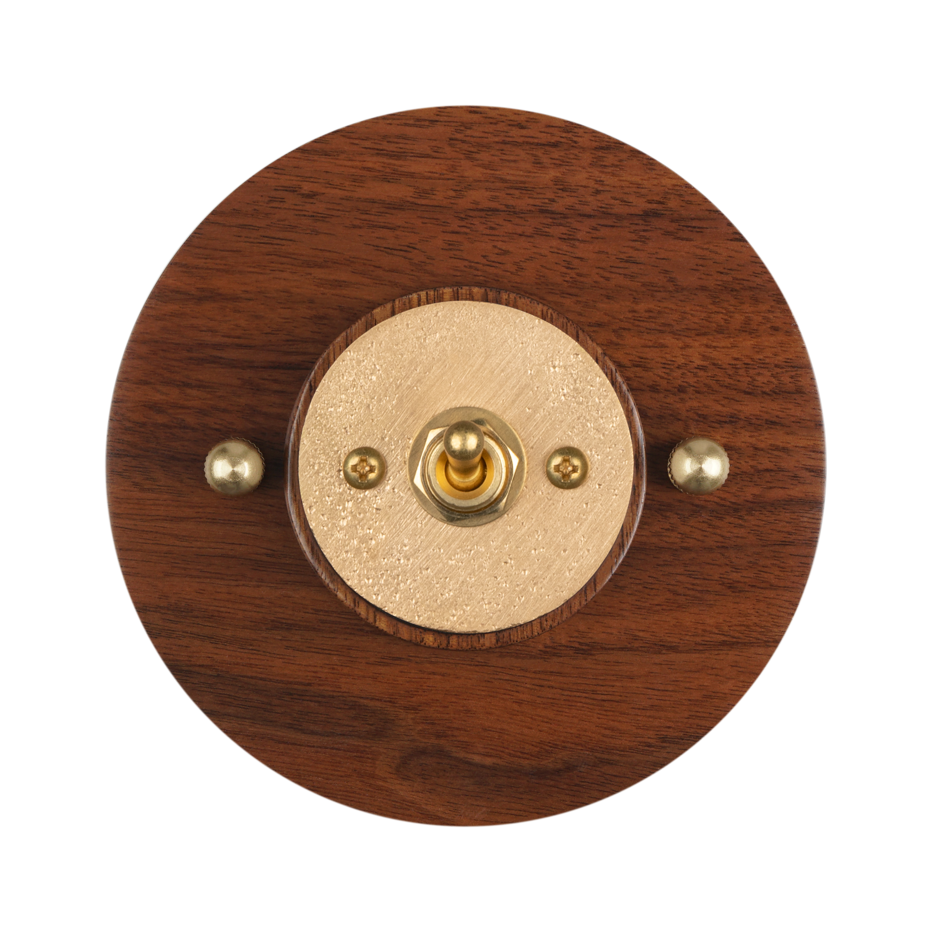 Interruptor de pared vintage con base de madera de nogal