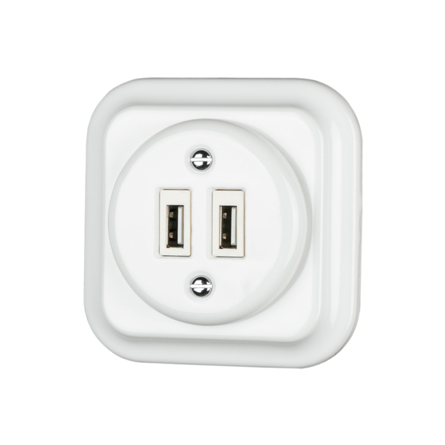 Toma de pared de carga USB doble empotrada Vintage de porcelana Max15/35W