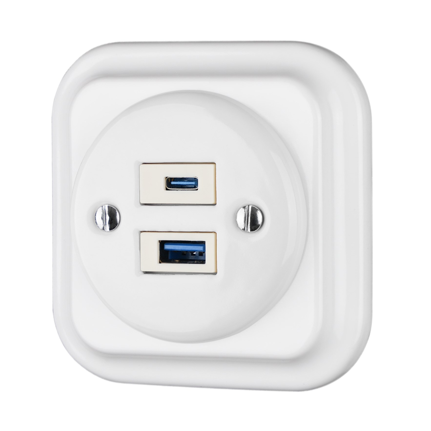 Square de porcelana 20W 5V-4A USB-A+USB-C Cobre de carga