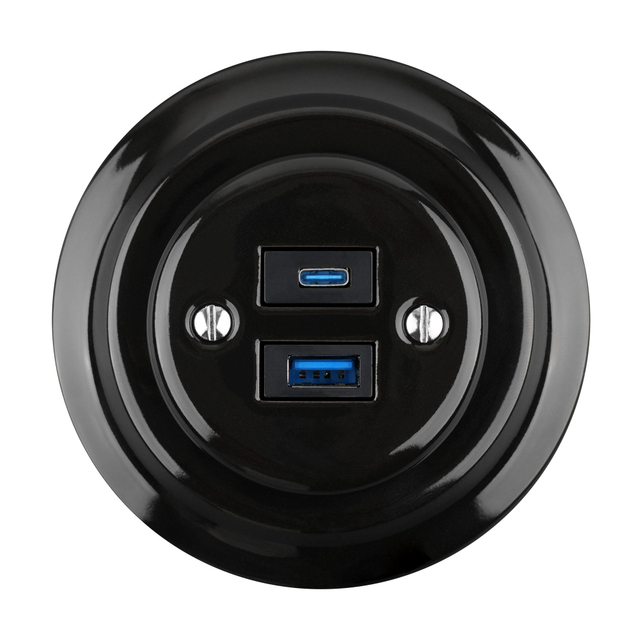 Ceramic USB-A+USB-C 20W 5V-4A Tobtor de carga montada en descarga